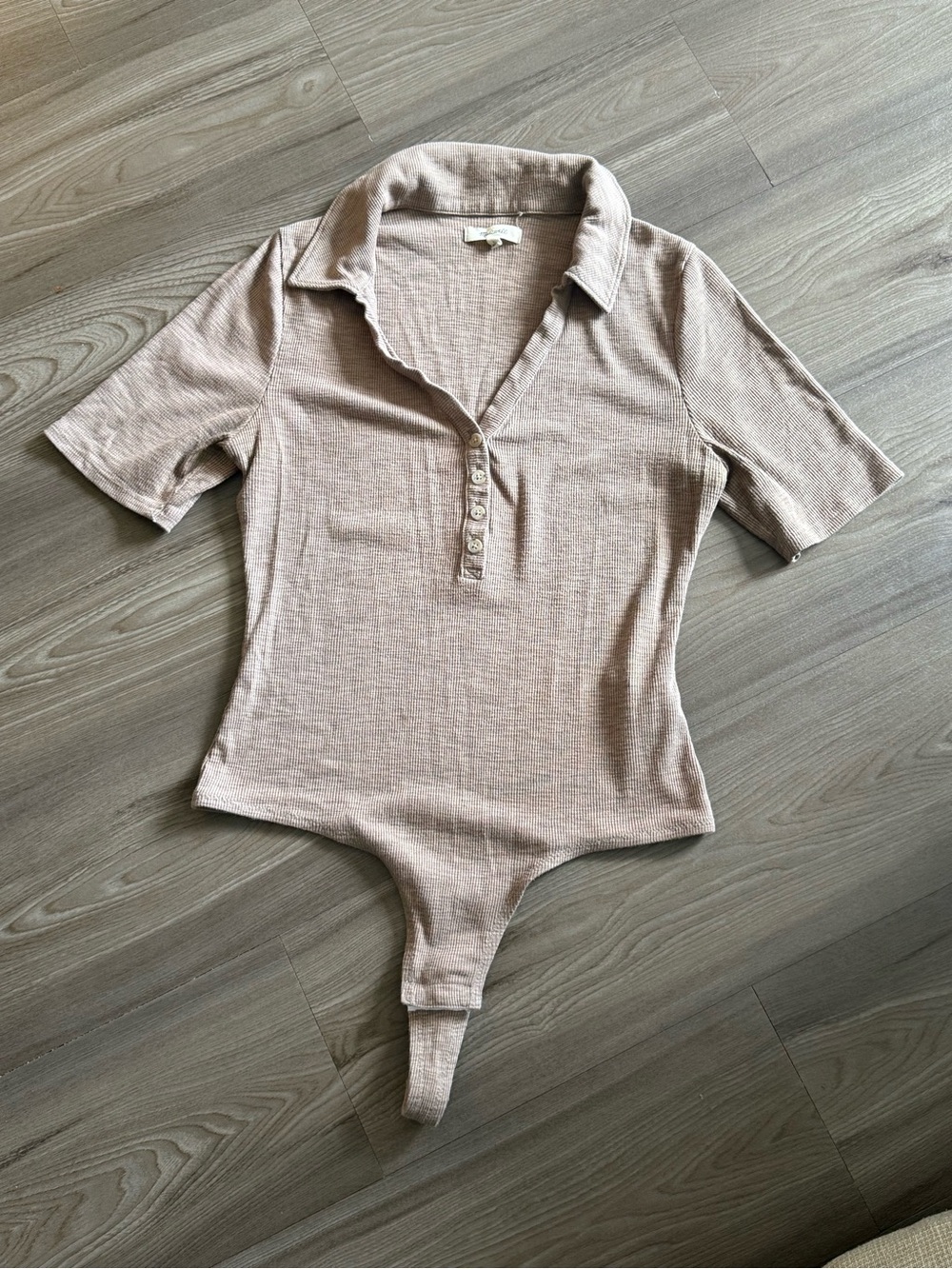 Madewell Ribbed Polo Bodysuit Large